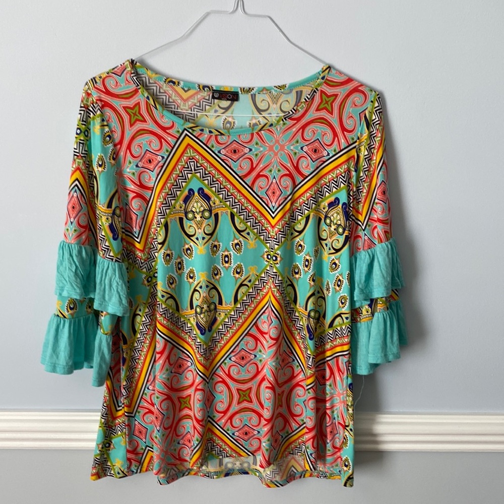 Multicolored 3/4 Length Top - Small